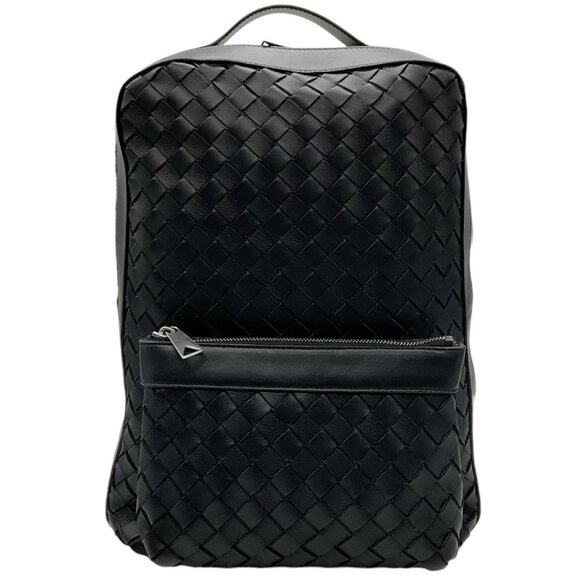Bottega Veneta Black Leather Intrecciato Backpack